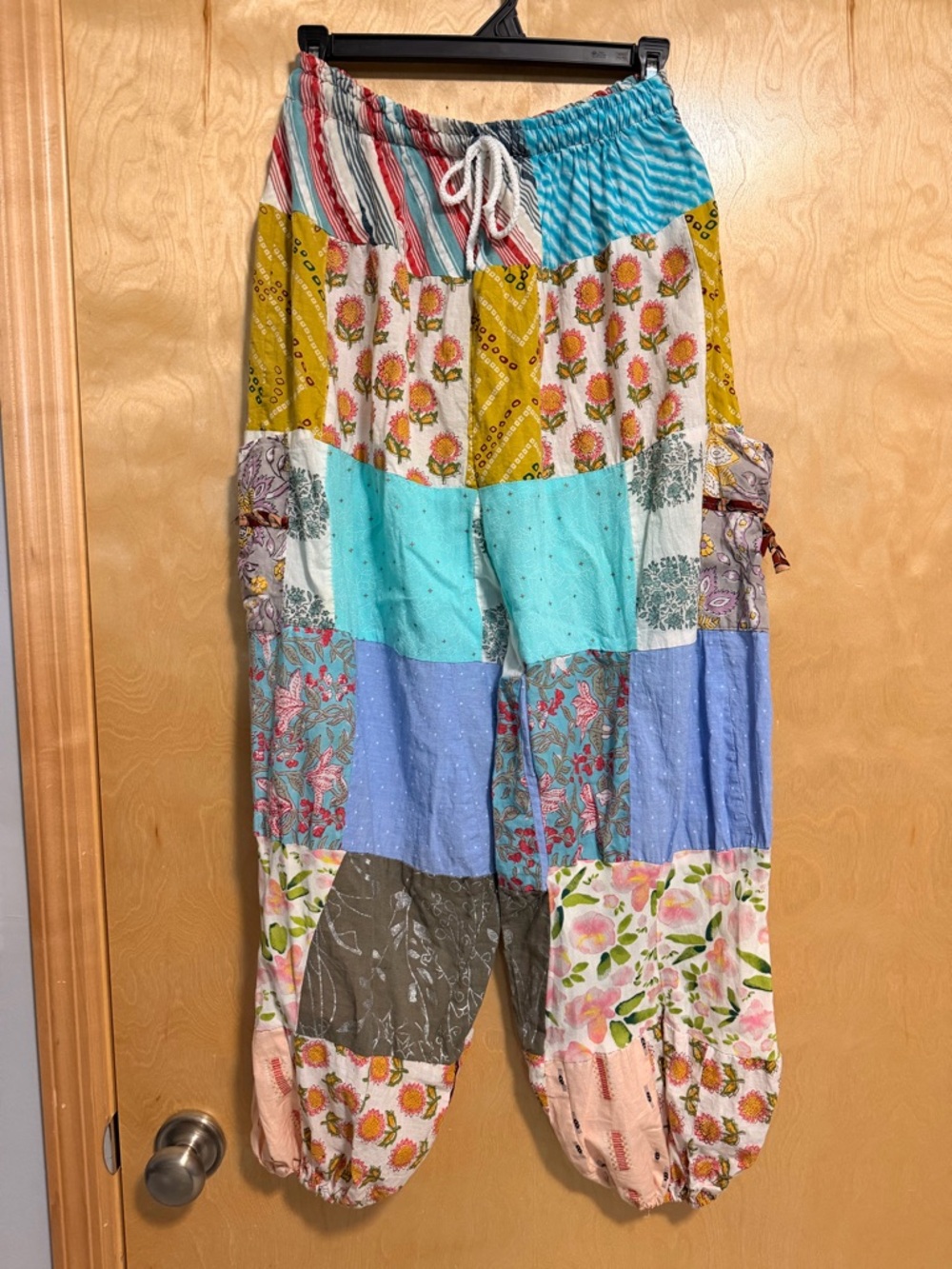 Ashley Taylor Multicolor Patchwork Floral Boho Joggers - OS 100% cotton